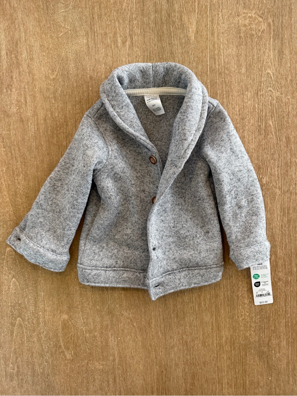 Carter’s Just One You Baby Boy Gray Sherpa Lined Cardigan Jacket 12M NWT
Descri